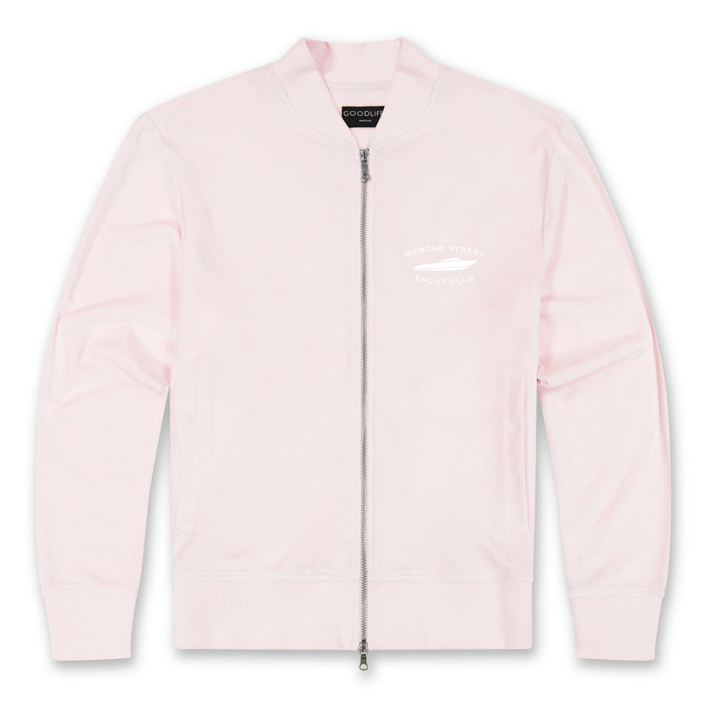 Pink bomber jacket for spring and Mansur Gavriel shoes – Bay Area